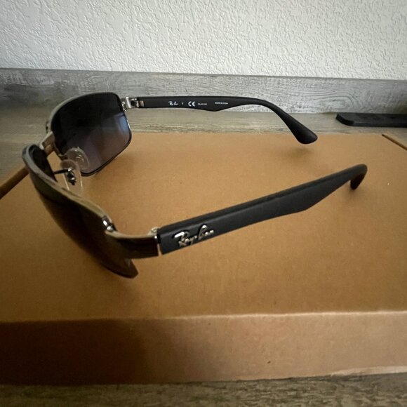 RAY BAN RB3478 004/78 60-17 130 GUNMETAL/BLK BLEND POLARIZED WRAP SUNGLASSES - Picture 8 of 10